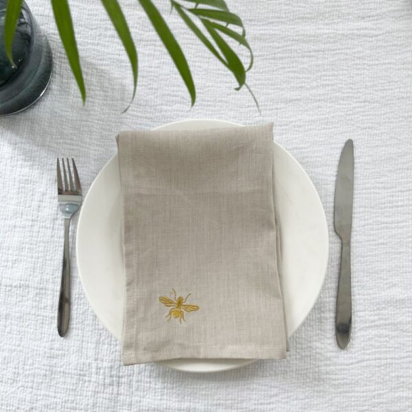 100% Pure Linen Embroidered Napkins Set of 4-18x18 Inches Soft & Durable - Image 4