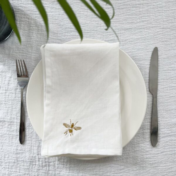 100% Pure Linen Embroidered Napkins Set of 4-18x18 Inches Soft & Durable - Image 2