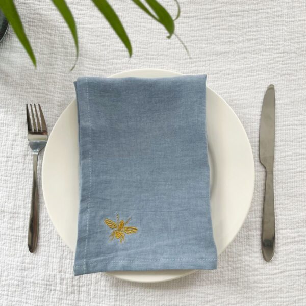 100% Pure Linen Embroidered Napkins Set of 4-18x18 Inches Soft & Durable - Image 6
