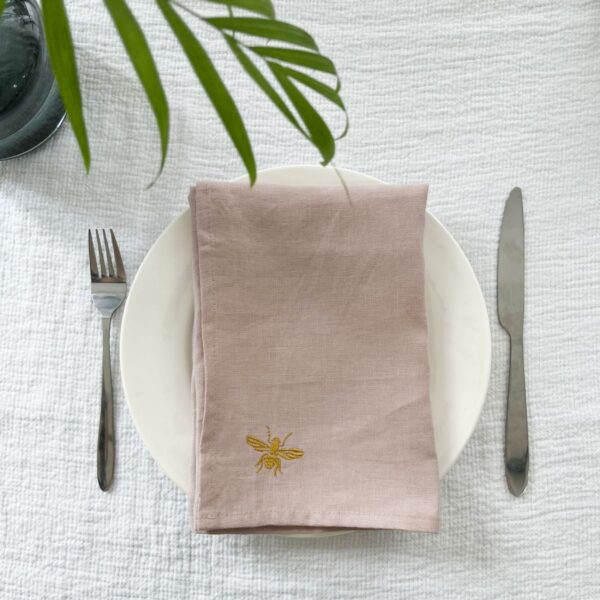 100% Pure Linen Embroidered Napkins Set of 4-18x18 Inches Soft & Durable - Image 5