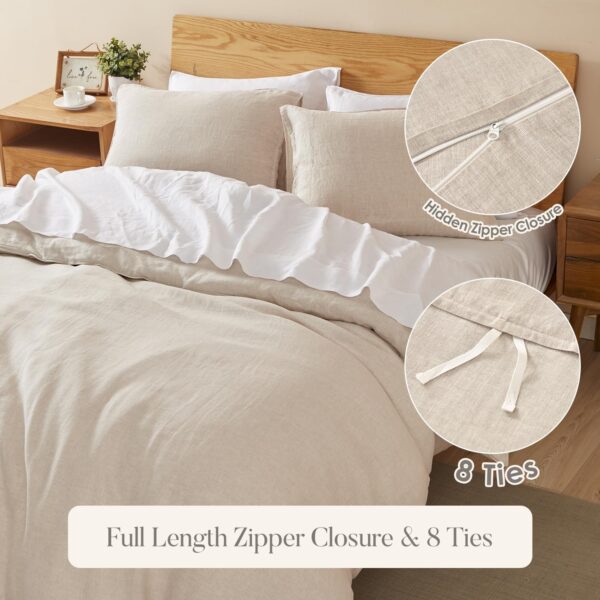 100% France Linen Duvet Cover Set 3 Piece Natural Flax Pillowcase 1 Duvet Cover 2 - Image 3