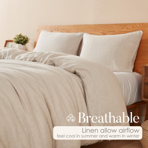 100% France Linen Duvet Cover Set 3 Piece Natural Flax Pillowcase 1 Duvet Cover 2 - Image 2
