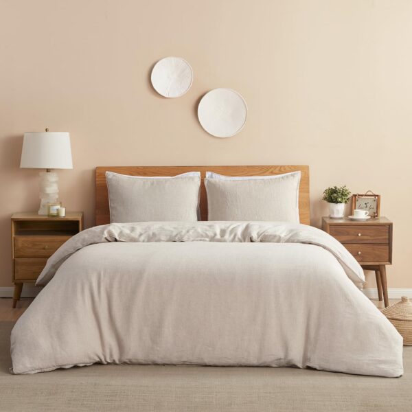100% France Linen Duvet Cover Set 3 Piece Natural Flax Pillowcase 1 Duvet Cover 2