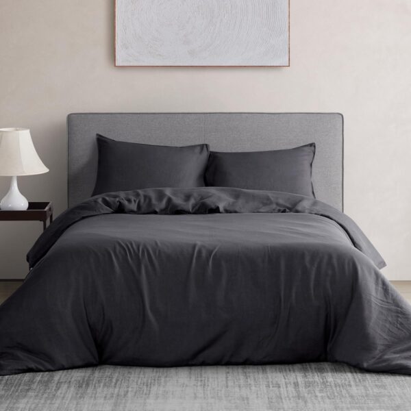 Duvet Cover Set 100% Linen Super Soft Comfortable Chic Lightweight Home Bedding Set Solid Off