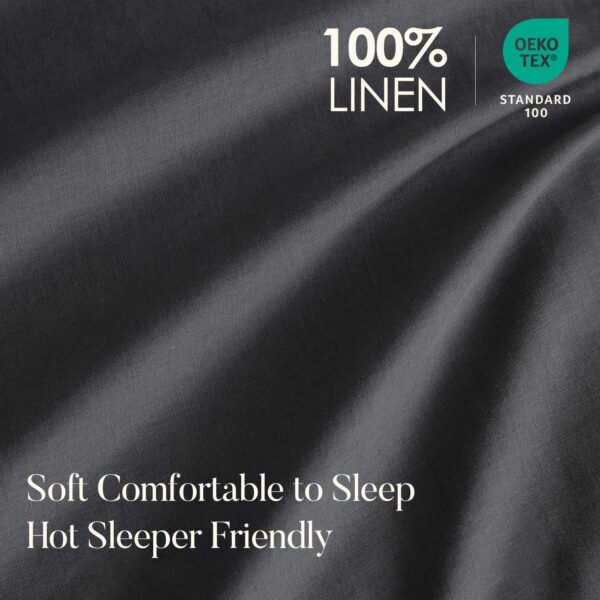 Duvet Cover Set 100% Linen Super Soft Comfortable Chic Lightweight Home Bedding Set Solid Off - Image 5