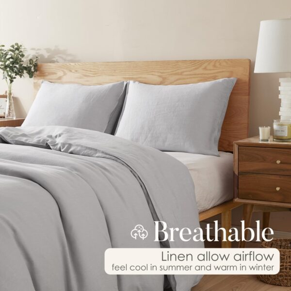 Bedding Duvet Cover Set 100% Linen Breathable Durable Soft Comfy - Image 2