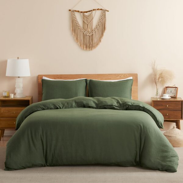 Linen Duvet Cover, Pure Natural French Flax Linen with 8 Corner Ties and Zipper Closure, Soft Breathable Durable for Hot Sleepers