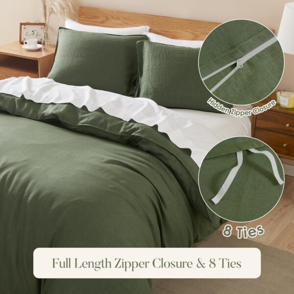Linen Duvet Cover, Pure Natural French Flax Linen with 8 Corner Ties and Zipper Closure, Soft Breathable Durable for Hot Sleepers - Image 3