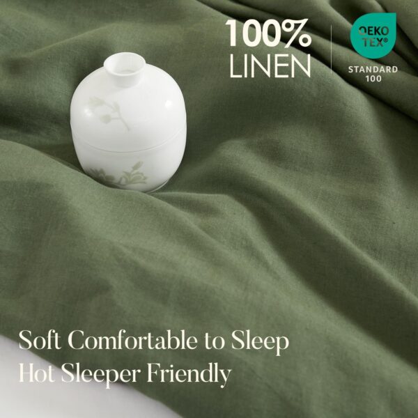 Linen Duvet Cover, Pure Natural French Flax Linen with 8 Corner Ties and Zipper Closure, Soft Breathable Durable for Hot Sleepers - Image 5