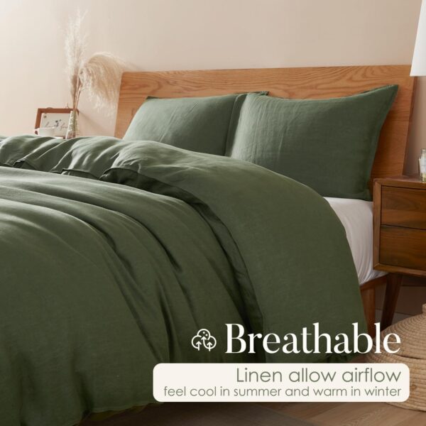 Linen Duvet Cover, Pure Natural French Flax Linen with 8 Corner Ties and Zipper Closure, Soft Breathable Durable for Hot Sleepers - Image 4