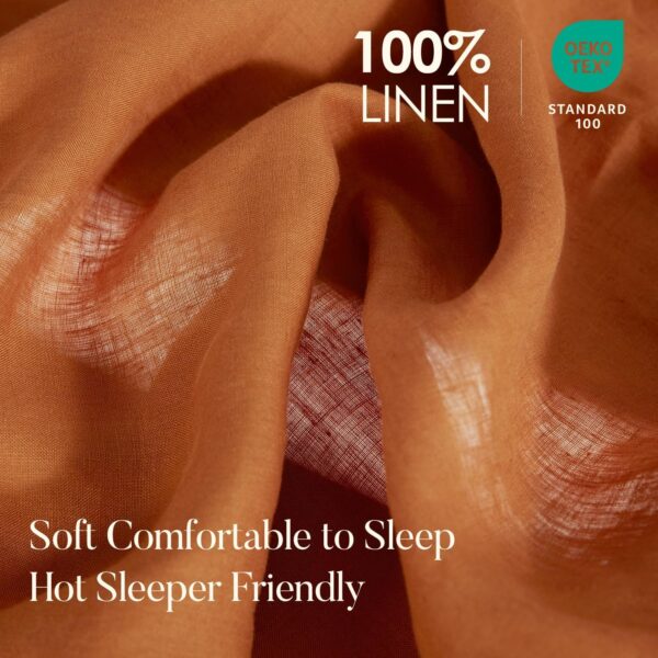 Linen Duvet Cover Bedding Set, Soft & Cozy 3 Pieces Natural Color Cooling Bedding - Image 5