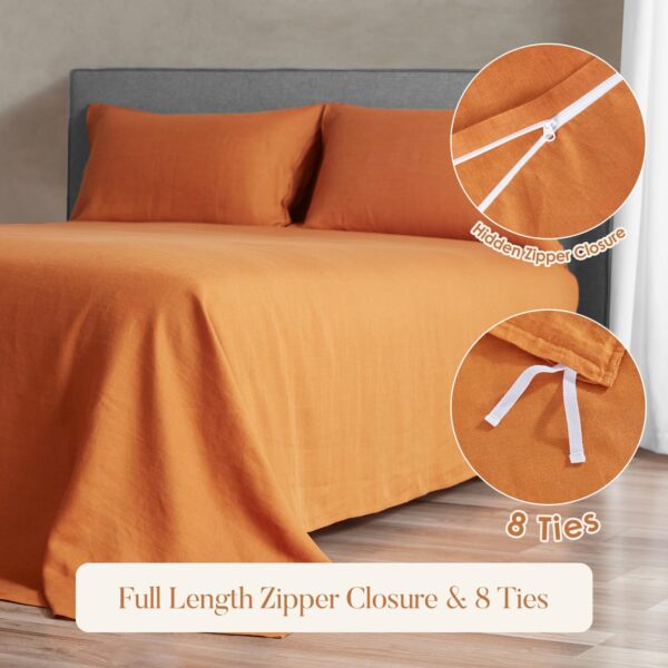 Linen Duvet Cover Bedding Set, Soft & Cozy 3 Pieces Natural Color Cooling Bedding - Image 3