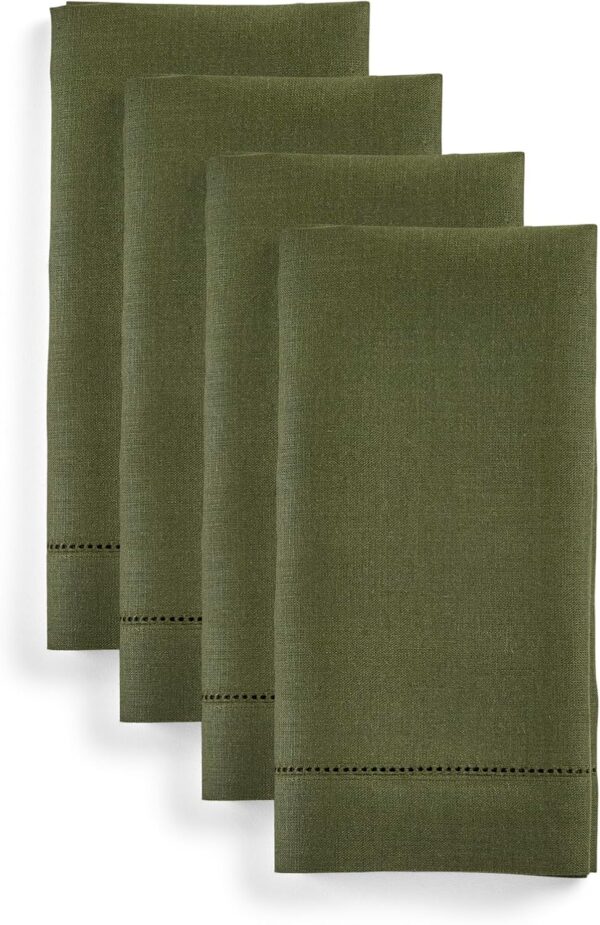 Hemstitched 100% French Flax Linen Napkins – 20 Inch x 20 Inch – Stonewashed Pure Linen Cloth Dinner Napkins - Image 2